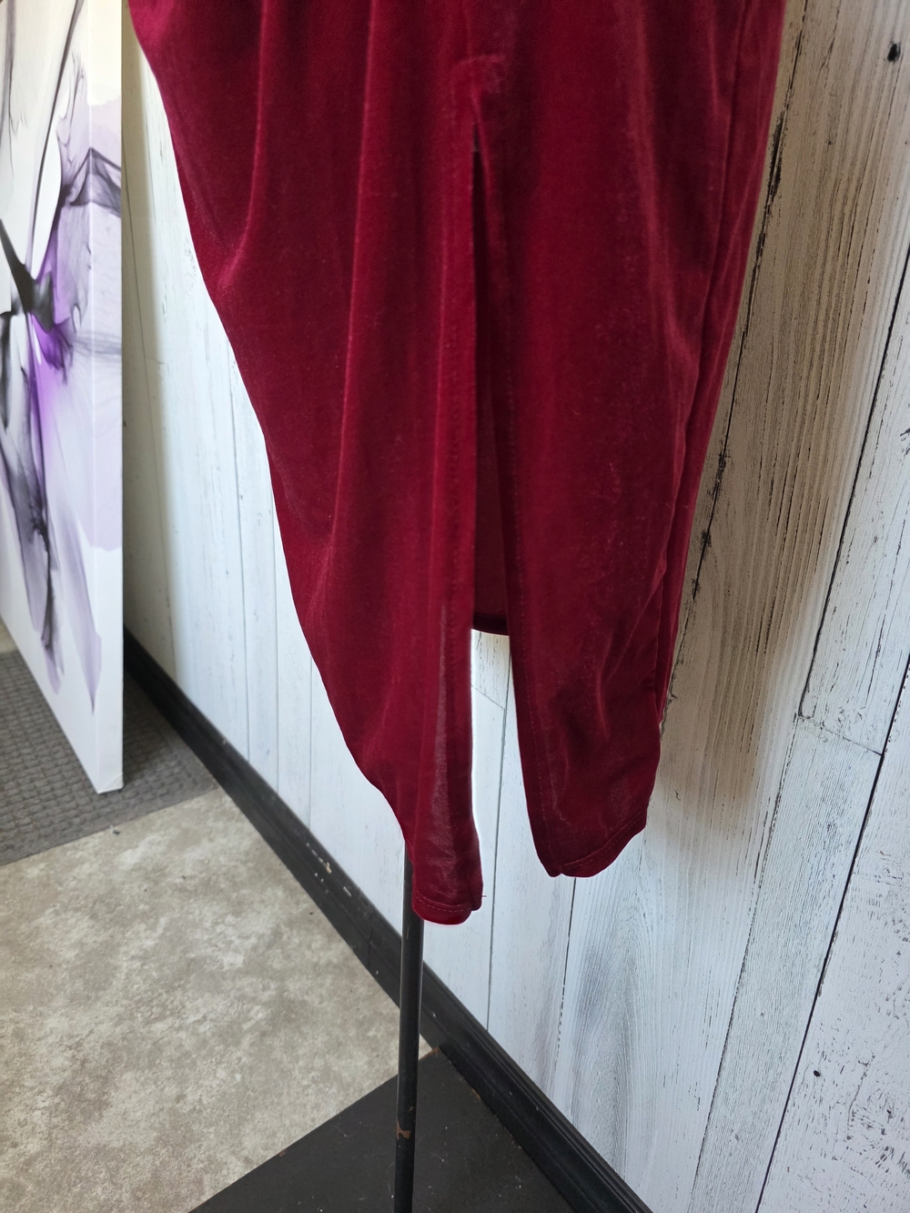 Fashion Nova Burgundy Velvet Ruched Bodycon Dress Strapless Size L Holiday Date - Picture 4 of 14